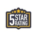 Five stars rating sign in flat style. Vector illustration.
